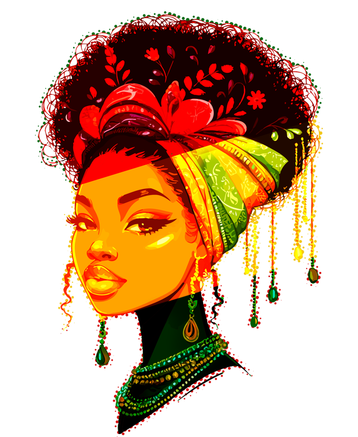 Elegant Black African American Woman With Afro Head Wrap Sustainable Beanie