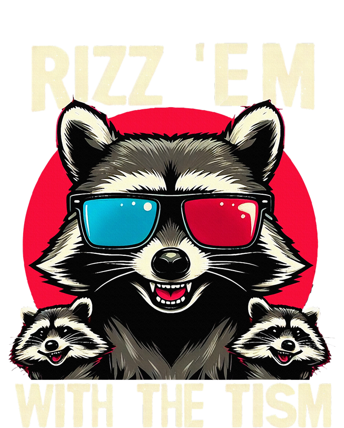 Rizz Em With The Tism Retro Vintage Raccoon Meme T-Shirt