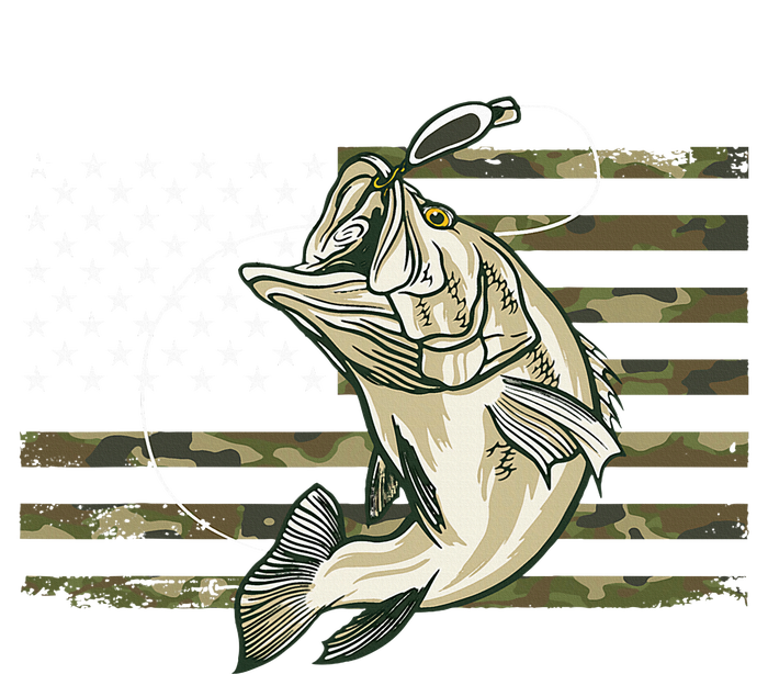 Fishing Camouflage US American Flag Bass Fish Fisherman Camo Button