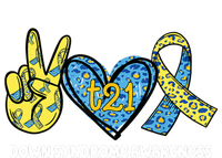 Down Syndrome Awareness T21 Peace Love Ribbon Tall T-Shirt