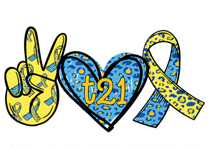 Down Syndrome Awareness T21 Peace Love Ribbon Tall T-Shirt