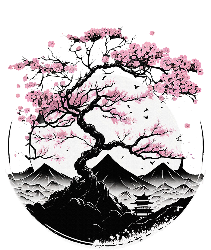 Japanese Sakura Garden Geisha Mount Fuji Cherry Blossom Poster