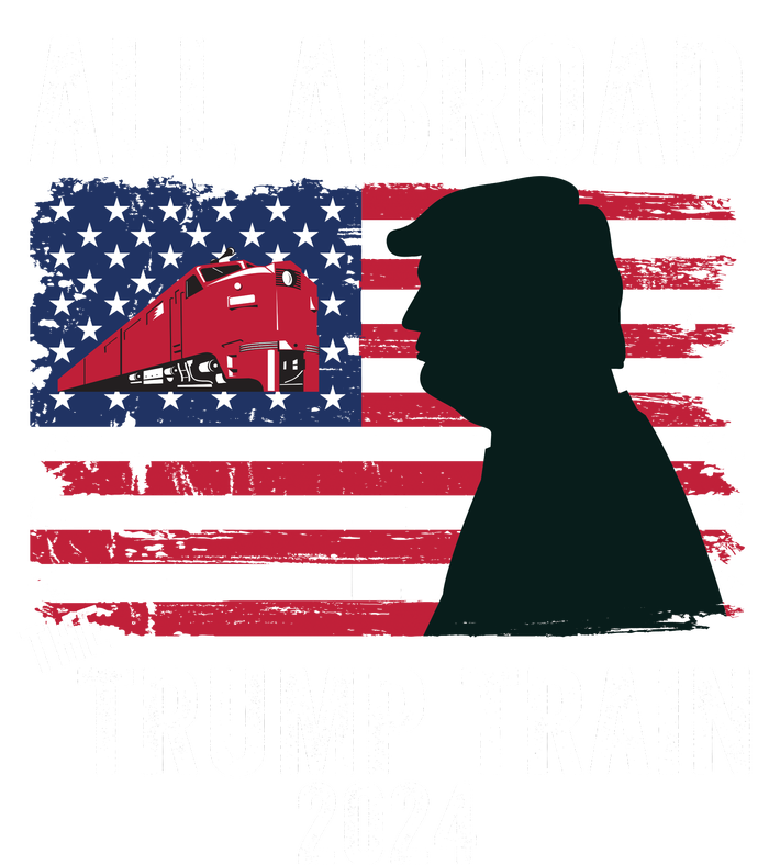 All Aboard The Trump Train 2024 With Grudge Usa Flag & Red Train Womens CVC Long Sleeve Shirt