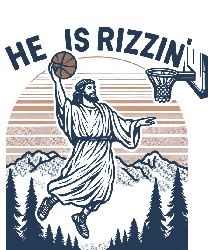 Jesus Basketball Easter He Is Rizzin Basketball God Vintage Funny Kids Long Sleeve Shirt