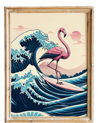 Funny Pink Flamingo Surfer Tropical Great Big Wave Framed Mousepad