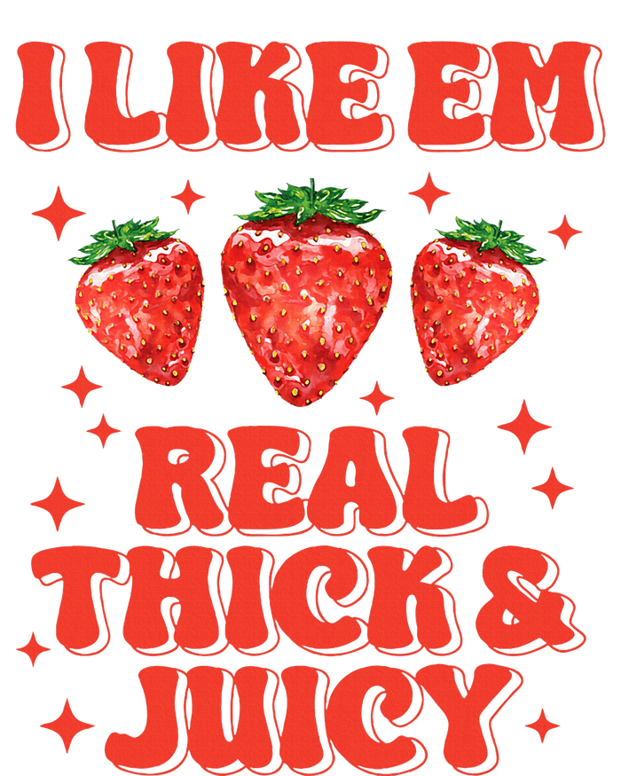 I Like Em Real Thick And Juicy Funny Strawberry Festival Sustainable Knit Beanie