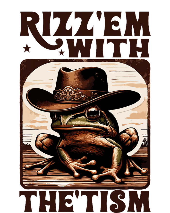 Autism Funny Rizz Em With The Tism Meme Autistic Frog Cowboy Women's Crop Top Tee