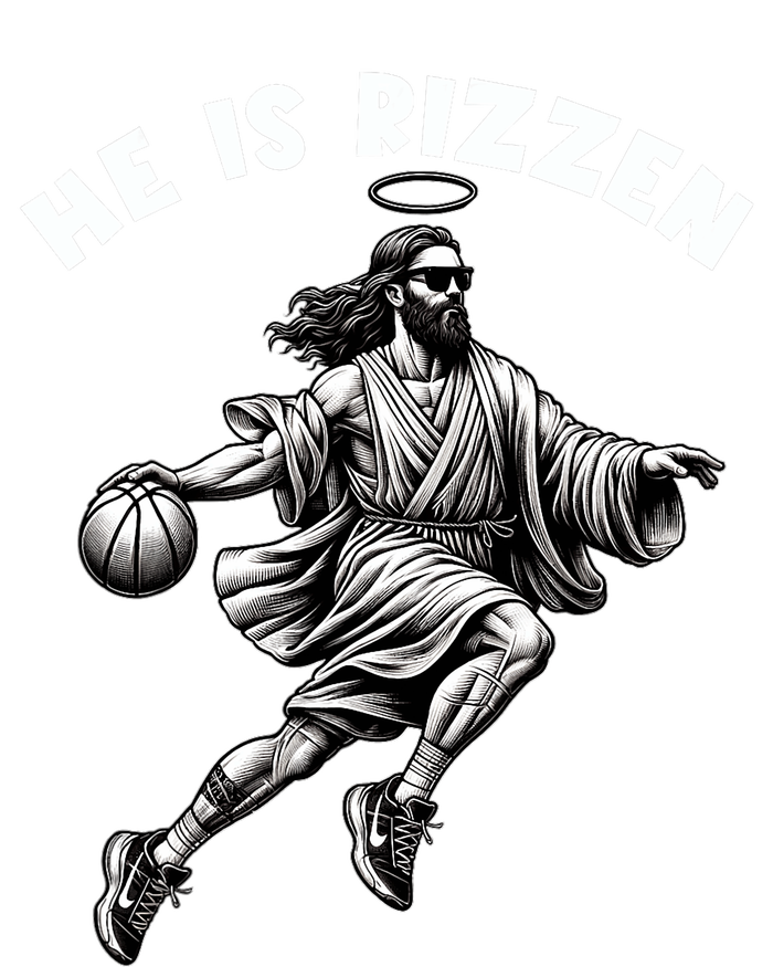 He Is Rizzen Jesus Playing Basketball Funny Easter Day T-Shirt