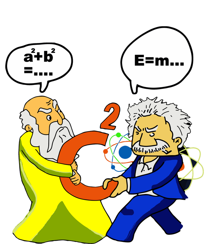 Pythagoras Vs Einstein Funny Math Science T-Shirt