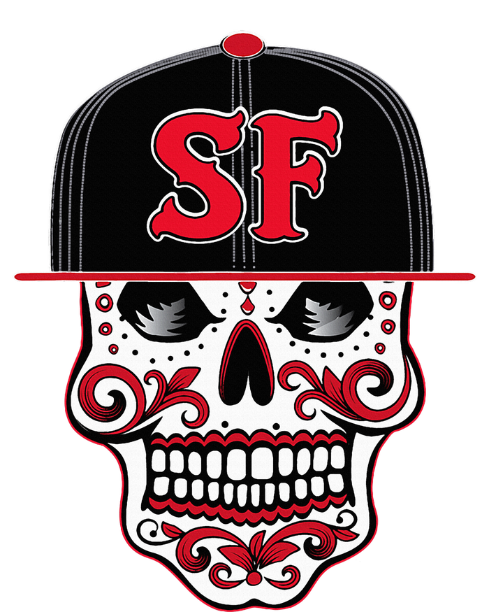 San Francisco Mexican Sugar Skull Womens Funnel Neck Pullover Hood