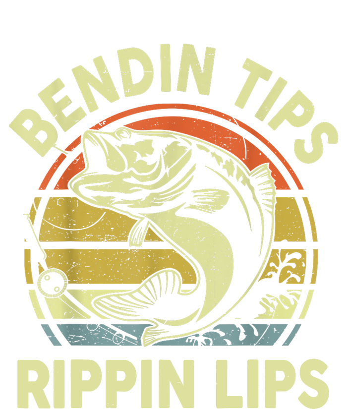 Funny Fishing Vintage Bending Tips Rippin Lips Bass Dad Gift Kids Long Sleeve Shirt