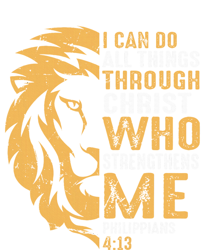 I Can Do All Things Through Christ Lion Faith Striped Beanie with Solid Band