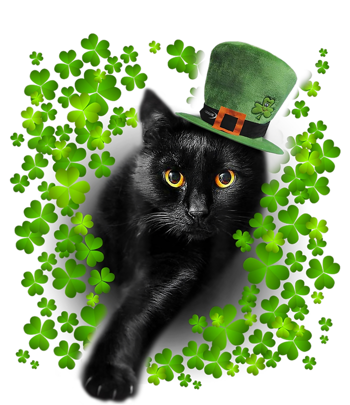 St Patrick Day Black Cat 3 Leaf Clover Kitten Lover Irish Ladies Essential Flowy Tank