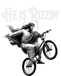 He Is Rizzin Jesus Riding Bmx Bike Funny Bicycle Rizz T-Shirt