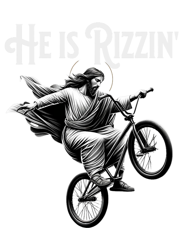 He Is Rizzin Jesus Riding Bmx Bike Funny Bicycle Rizz T-Shirt