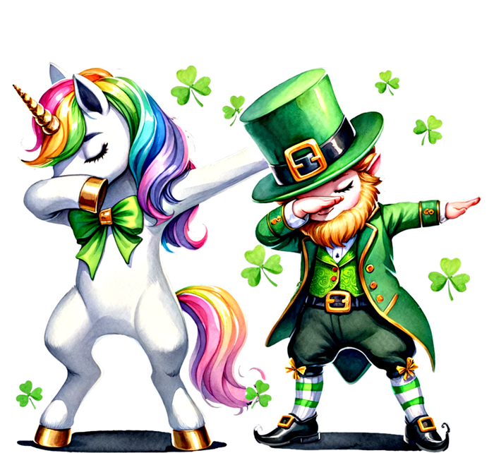 Dabbing Duo Leprechaun And Unicorn St PaddyS Meaningful Gift T-Shirt