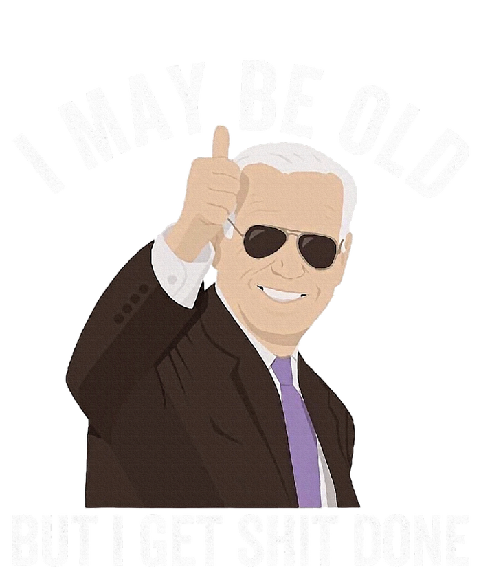 Funny Biden I May Be Old But I Get Shit Done Women's Long Sleeve Flannel Pajama Set 