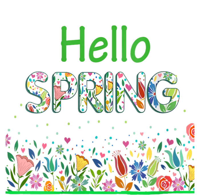 Hello Spring Flowers Bloom Floral First Day Of Spring Saying Kids Long Sleeve Shirt