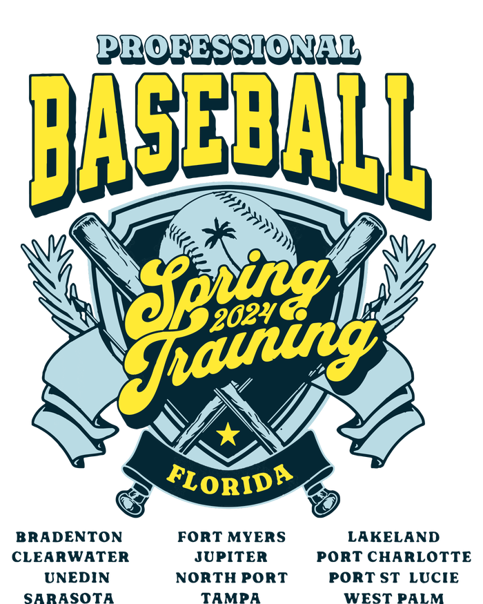 Professional Baseball Spring Training 2024 Florida Cities Kids Long Sleeve Shirt