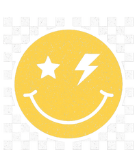 Retro Yellow Happy Face Checkered Pattern Smile Face Trendy Premium T-Shirt