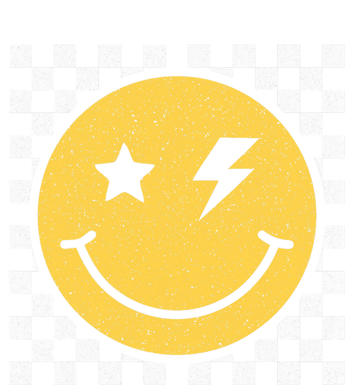 Retro Yellow Happy Face Checkered Pattern Smile Face Trendy Premium T-Shirt