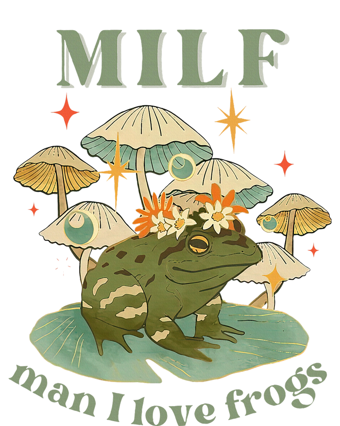 Milf Man I Love Frogs Vintage Retro Frog And Fungi Mushroom T-Shirt