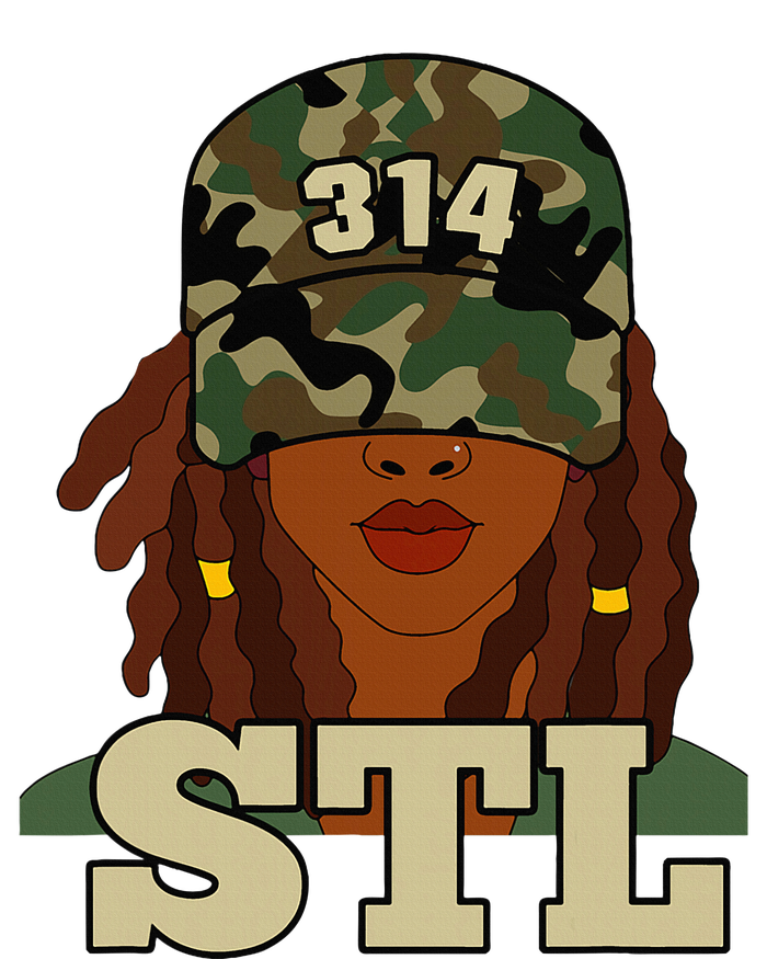 314 Stl St. Louis Black Woman Locs Camo T-Shirt