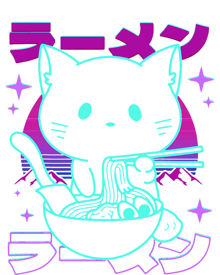 Anime Ramen Cat Retro Japanese Noodles Aesthetic Kawaii Cat T-Shirt