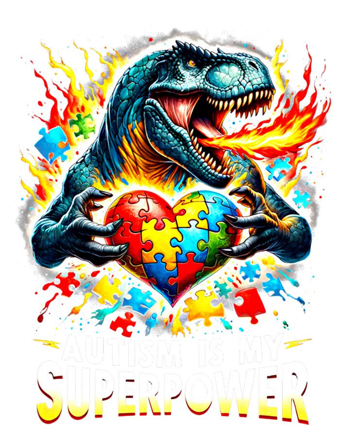 Autism Is My Superpower Puzzle Dinosaur T Rex Autism Month Gift Ladies Long Sleeve Shirt