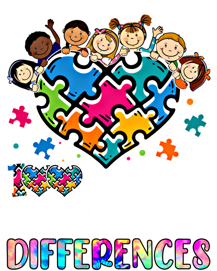 100 Days Of School Embracing Differences Autism Support Cool Gift T-Shirt