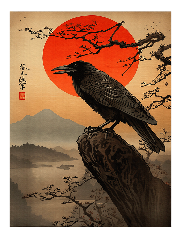 Red Moon Raven Graphic Black Crow T-Shirt