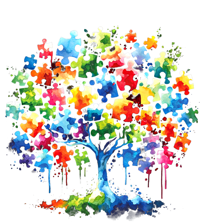 Autism Puzzles Tree Autism Awareness Autistic Support Cute Gift T-Shirt