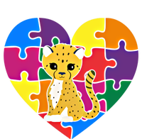 Autism Awareness Cheetahs Heart ValentineS Day Puzzle Piece Funny Gift Striped Beanie with Solid Band