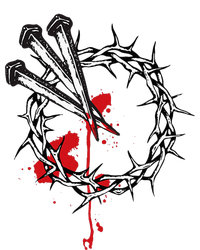 Jesus Crucifixion Crown Of Thorns With 3 Cross Nails T-Shirt