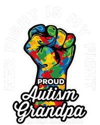 Proud Autism Grandpa Her Fight Is My Fight Support Striped Beanie with Solid Band