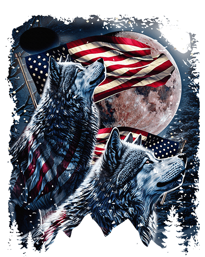 Wolf 4th Of July American Flag T-Shirt