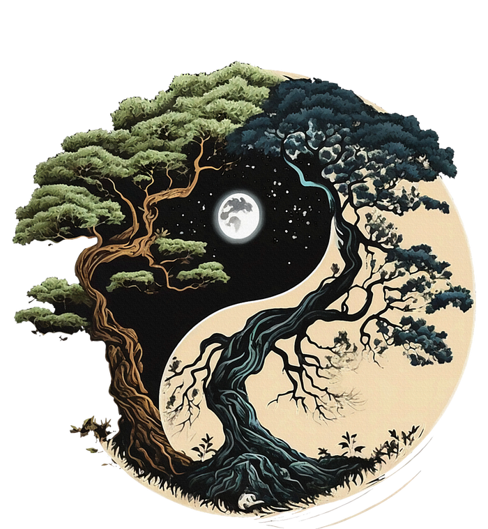 Yin Yang Tree Of Life On Buddhist Bonsai Tree Magnet