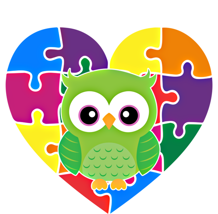 Autism Awareness Owl Heart ValentineS Day Puzzle Piece Gift T-Shirt