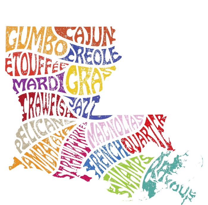 Louisiana State Map Mardi Gras T-Shirt