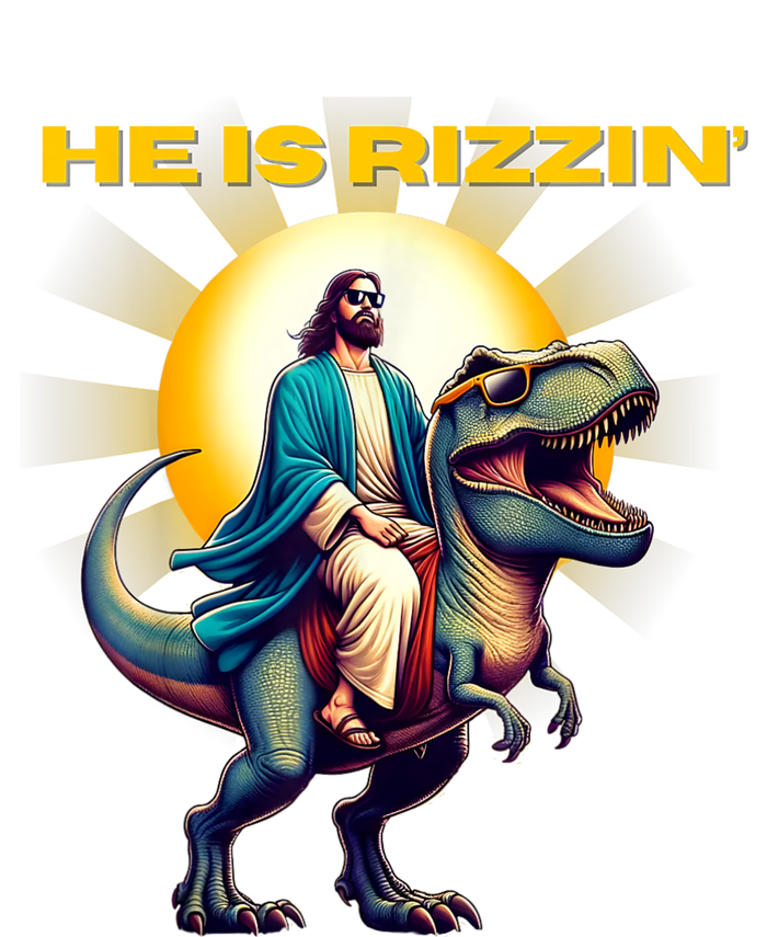 He Is Rizzen Jesus Has Rizzen Retro Christian Dinosaur T-Shirt