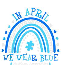 In April We Wear Blue Rainbow Autism Awareness Month Drawstring Bag