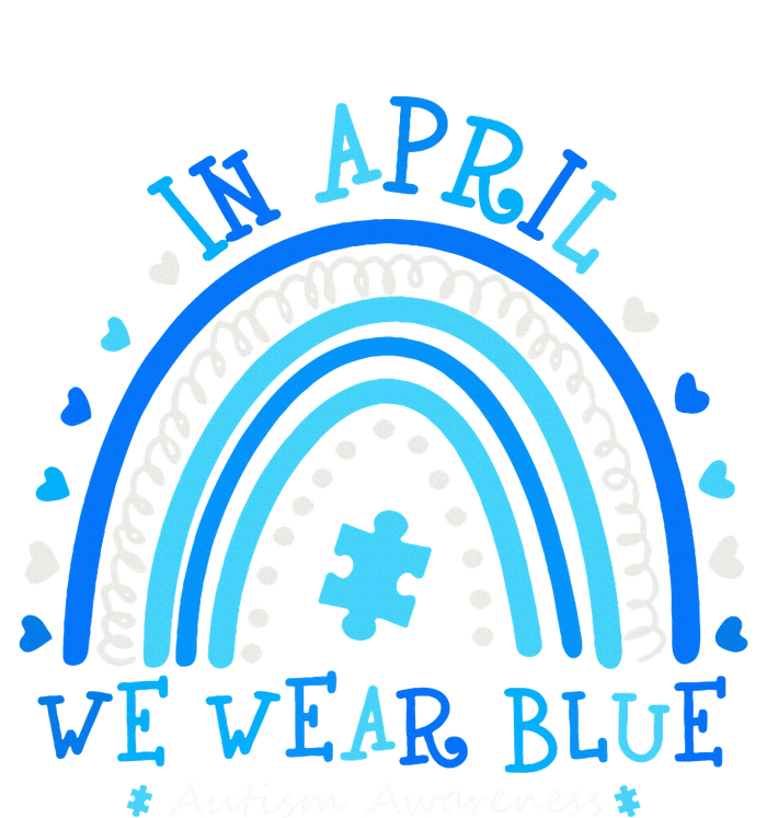 In April We Wear Blue Rainbow Autism Awareness Month Drawstring Bag