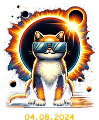 Funny Solar 2024 Eclipse Cat Wearing Eclipse Glasses Women's Fleece Hoodie