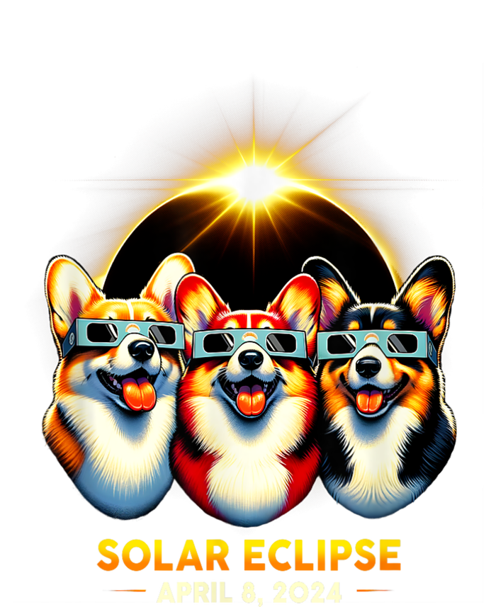 Solar Eclipse Corgi Wearing Glasses April 8 2024 Totality Women's Long Sleeve Flannel Pajama Set 