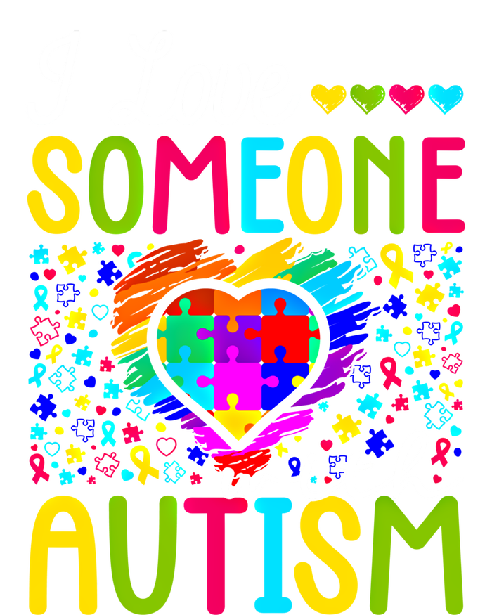 I Love Someone With Autism Rainbow Heart Puzzle Piece Gift T-Shirt