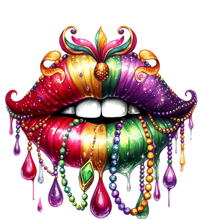 Happy Mardi Gras Carnival Party Beads Cute Lips Queen Louisiana Drawstring Bag