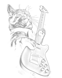 Rock Cat Playing Guitar Funny Guitar Cat Dry Zone Grid Polo