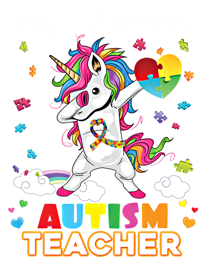 IM A Proud Teacher Dabbing Unicorn Autism Awareness Puzzle Gift Kids T-Shirt