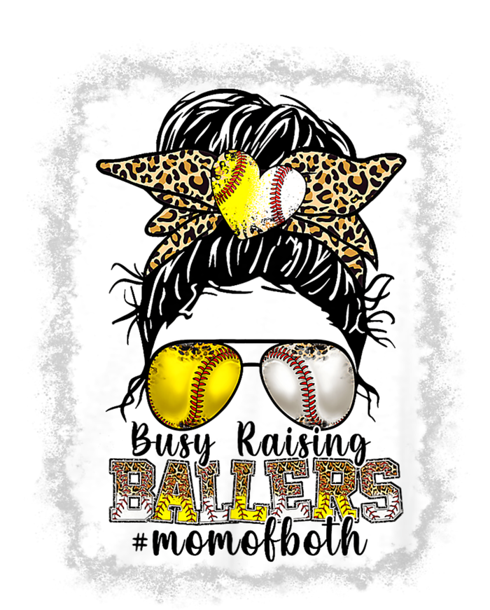 Busy Raising Ballers Baseball Softball Messy Bun Mom Of Both Tall T-Shirt