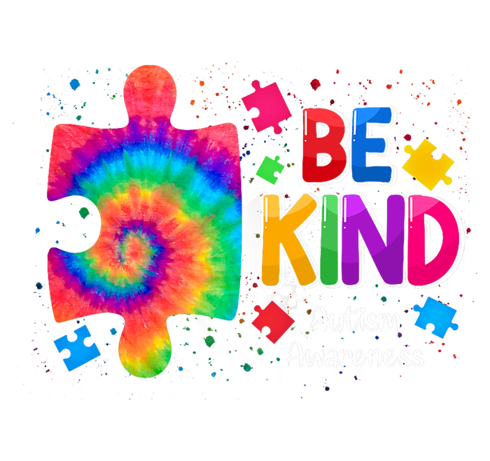 Be Kind Puzzle Pieces Tie Dye Cute Autism Awareness Women's V-Neck T-Shirt